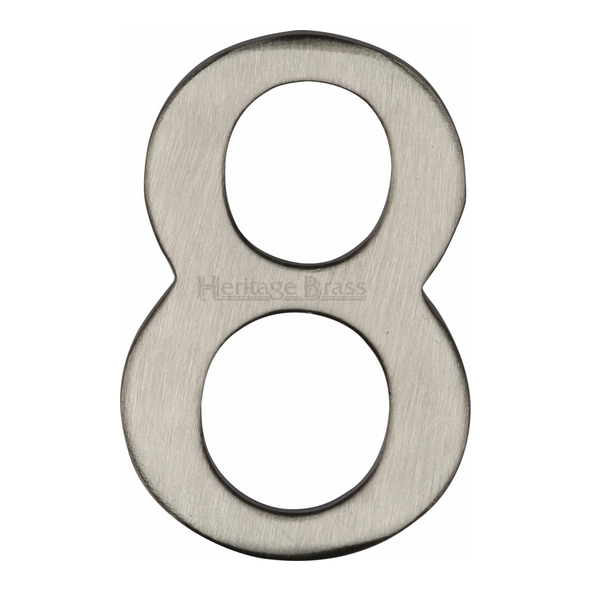 C1568 8-SN • 51mm • Satin Nickel • Heritage Brass Self Adhesive Numeral 8